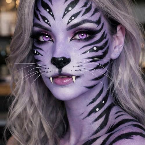 Lilac Face Body Paint (30gm), Water Activated Pastel Purple Face Painting Kit for Halloween Goth Makeup, Non-Toxic Facepaint Palette for Ursula Fairy Elf & Mystic Anime SFX Costume Cosplay Parties - color: Lilac/Pastel Purple