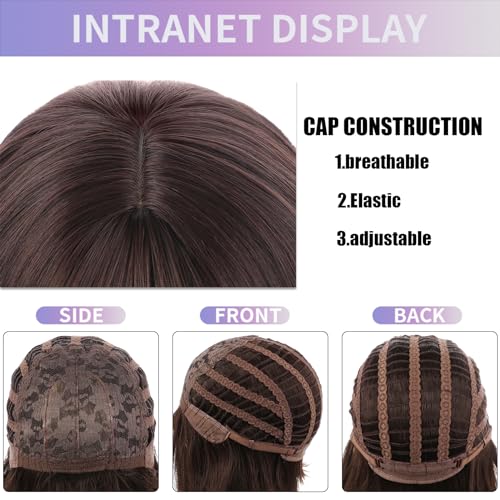 Brown Bob Wig Short Brown Wigs for Costume Women Halloween Cosplay | Straight Brown Bob Wig with Bangs Natural Cute Wigs for Daily Costume Party - color: Brown / Bob