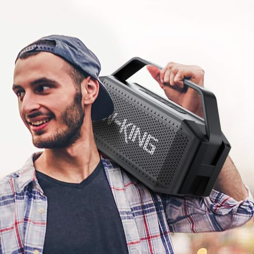 W-KING Bluetooth Speaker, 100W Max IPX7 Outdoor Portable Loud Speakers | 108dB Waterproof Floating Rugged Party Boombox 60W Large Speaker Wireless Subwoofer, 7.2'' Deep Bass Radiator, 40H, EQ TF AUX - color: Black