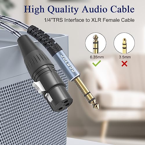 JOLGOO XLR Female to 1/4 Inch 6.35mm TRS Plug Balanced Interconnect Cable, XLR to Quarter inch Cable, 6.6 Feet 2 Pack, for Microphone,Mixer,Guitar,AMP,Speakers - size: 6.6 Feet - 2 Pack, style: XLR Female to 1/4 TRS Male