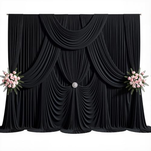 20ft x 10ft Black Backdrop Curtains, 4 Panels Black Drapes for Backdrop - color: Black, size: W5' x H10'(4 panels)