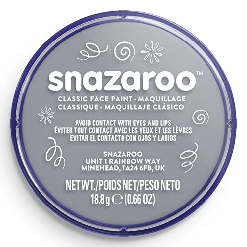 Snazaroo Classic Face and Body Paint, 18.8g Pot, Dark Grey | Non-Toxic Hypoallergenic, Safe, Washable, Face & Body Paint for Halloween, Cosplay Costumes, Dress Up, Parties and Festivals - color: Dark Grey, style: 18.8g (0.66-oz) Pot