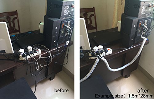 Cable Organizer Coiled Tube Sleeve Cable Management Sleeve (White, 59inches Length, 1.1inches Diameter) - color: White, size: 59inch*1.1inch*1pc