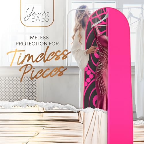 Your Bags Women’s Dress and Gown Garment Bag -72”x24” and 10” Tapered Gusset Prom Bags (Hot Pink and Black Tiara Panel) - color: Hot Pink and Black Tiara Panel