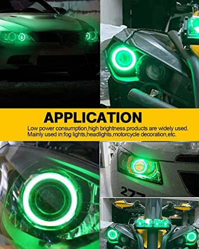 Qasim 80MM Green 63SMD Car Angel Eyes COB LED Halo Ring With Cover LED DRL Fog Light 12V 24V-1Pair - size: 80MM-green