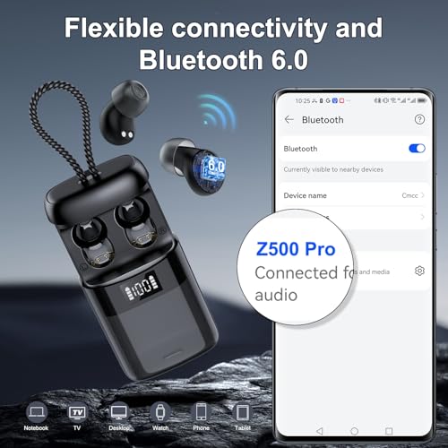 Sleep Earbuds Bluetooth 6.0 in Ear, 2026 New Mini Sleep Headphones with Sleep Monitor and APP, Sleepbuds for Side Sleepers, 48H Playtime Sleep Earphones with Personal Alarm/Small Earplugs, D-Black