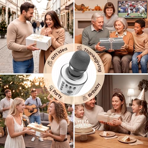 BONAOK Bluetooth Karaoke Microphone, Portable Mic for Adults Kids - color: Space Gray