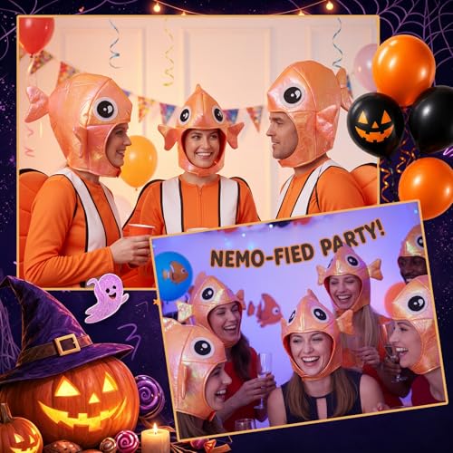 Halfchet Goldfish Halloween Funny Hat Costume Accessory Ocean Costume | 3D Goldfish with Soft Texture, Halloween Funny Hat Costume Accessory, Ocean Costume Sea Animal for Halloween Dress up - style: Goldfish