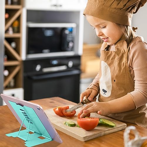 MSDADA Small Desk Book Stand Metal Reading Rest Book Holder Adjustable Cookbook Documents Holder Portable Sturdy Bookstands for Recipes Textbooks Tablet Music Books(Light Green) - color: Light Green