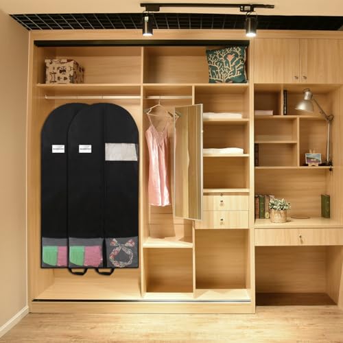 51" Garment Bags with Zipper Pocket for Dance Costume,Wedding Gown,Suit,Furs,Garment Bags for Travel and Storage(Pack of 2,Black) - color: Black