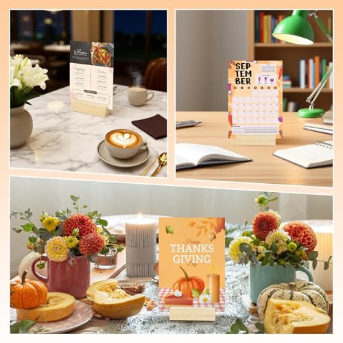 15Pcs 3.9x1.4 Inches Wood Table Number Stands, Wooden Place Card Holders, Acrylic Sign Holders for Wedding, Ceremony, Birthday, Party, Home Decoration, Events (3mm Slots) - size: 15 Pcs- L 3.94"- Slots 3mm