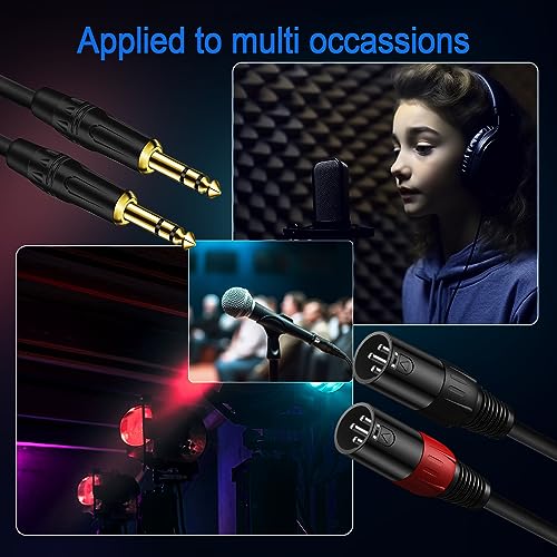 LanSenSu XLR to 1/4 TRS Stereo Adapter,XLR Male to 1/4 Inch (6.35mm) Stereo Balanced Microphone Stereo Audio Converter AdapterCable 2Pack- 11.8inch - size: 6.35mm to XLR Male-11.8in
