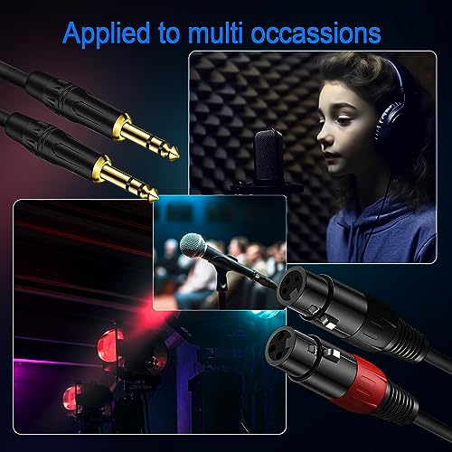 LanSenSu XLR to 1/4 TRS Stereo Adapter,XLR Female to 1/4 Inch (6.35mm) Stereo Balanced Microphone Stereo Audio Converter AdapterCable 2Pack-50ft - size: 6.35mm to XLR Female-50ft