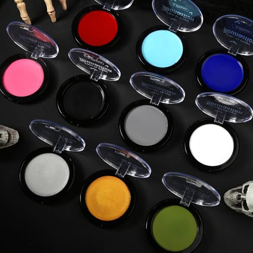 Black Face Body Paint Cream to Powder Foundation Makeup, Gothic Black Facepaint Halloween Makeup for Kids & Adults, Pro Body Paint for Cosplay, SFX, Emo, Clown, Zombie, Vampire, Theater, Film,Skeleton - color: Black