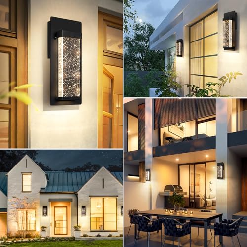 Outdoor Wall Light Fixtures with Crystal Bubble Glass, 10W 3000K | Energy-saving LED, Waterproof & Rust-resistant, Quick & Easy Installation, Modern Design - size: 11in