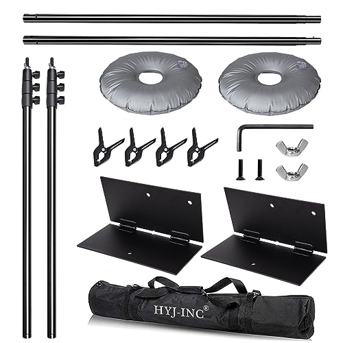 HYJ-INC Pipe and Drape Photography Backdrop Stand Kit Adjustable Photo Background Stand 10ft x 8.5ft with Metal Base for Parties Weddings Birthday Party Events Photo booth With 4 Clamps,Carrying Bag.