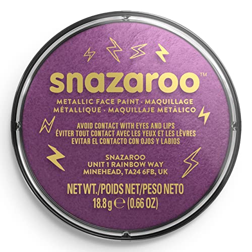 Snazaroo Metallic Face and Body Paint, 18.8g Pot, Electric Purple | Non-Toxic Hypoallergenic, Safe, Washable, Face & Body Paint for Halloween, Cosplay Costumes, Dress Up, Parties and Festivals - color: Electric Purple, style: 18.8g (0.66-oz) Pot