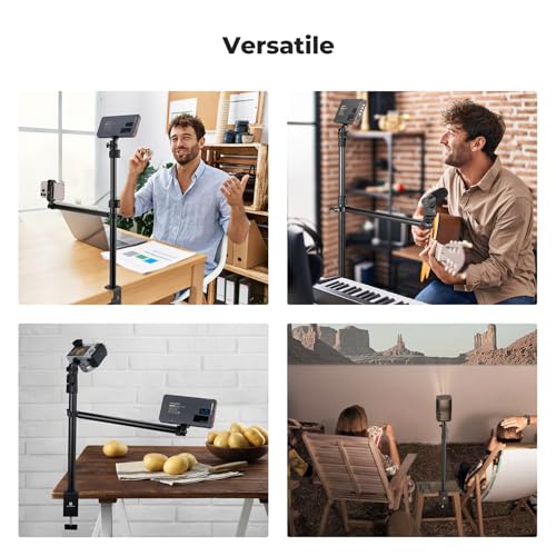 K&F CONCEPT Camera Desk Mount 16"-37" with Arm, 360° Ball Head, Phone Clip | Tabletop C-Clamp Adjustable Light Stand for DSLR, Ring Light, Webcam, Live Streaming, Online Teaching TD02 - style: TD02 w/Arm