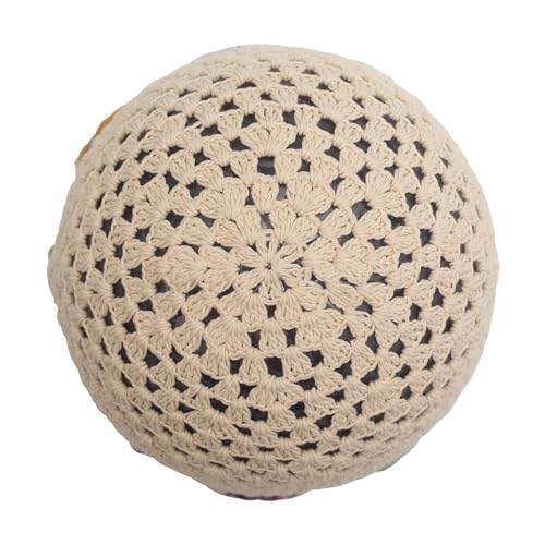 ZLYC Women Cotton Crochet Slouchy Beanie Hat Handmade Knit Summer Skull Cap | Lightweight breathable,boho casual chic look,travel photos festival party,café commute daily wear,beach concert gathering - color: Colorful Flower Beige
