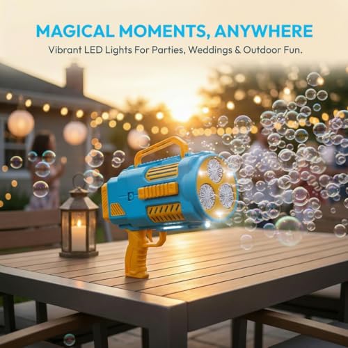 KB KAIBO Upgraded Bubble Gun No Dip, Bubble Machine Gun with LED Lights, 9000+ Bubbles Per Minute for Kids, Boys Girls 3-12 Years Old, Birthday Party Wedding Outdoor Favors - Blue