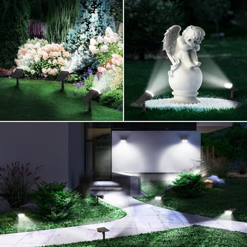 Linkind Solar Lights Outdoor Waterproof Landscape Spotlight Daylight 2 Pack - color: Cool White, size: 2 Pack