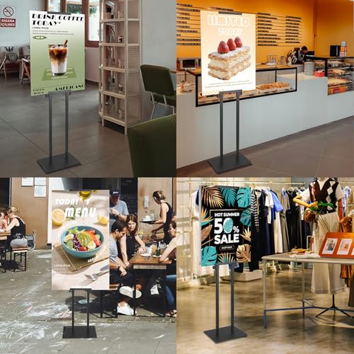 QKA Poster Stand for Display, Double Sided Pedestal Sign Holder , Heavy Duty Adjustable Floor Standing Height to 75 inches, Easy to Install, Suitable for Exhibitions,restaurants,theaters