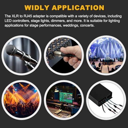 MECCANIXITY 2 Pcs XLR 5pin to RJ45 Female Adapter XLR Male to RJ45 Network Connector Use Cat6 Ethernet for DMX-CON Controller Series, Black - style: Male 5-Pin