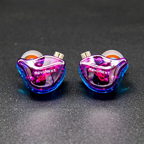 RevoNext in Ear Monitor Headphones HiFi Stereo Wired Earbuds with Microphone 2 Pin Detachable Cable IEM Earphones for Musicians Drummers Singers, Purple - color: Purple