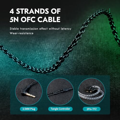 CCZ BC01 PRO in Ear Monitor Headphones, 1BA 1DD Hybrid Driver Wired Gaming Earbuds, Deep Bass Sound Wired Ear buds, HiFi IEM for Gaming Video Calling Singer Musician Drummer (without mic, Dark Black) - color: Dark Black, style: without mic