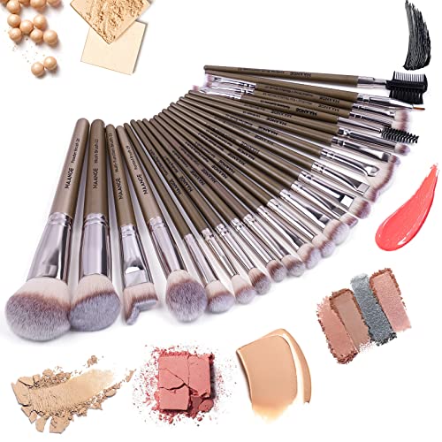 MAANGE Makeup Brush Set 23 Pcs Makeup Brushes Premium Synthetic Make up brushes Professional Face Powder Blush Pointed Eyeshadow Blending Brush Gifts for Women/Girls(Champagne) - color: champagne