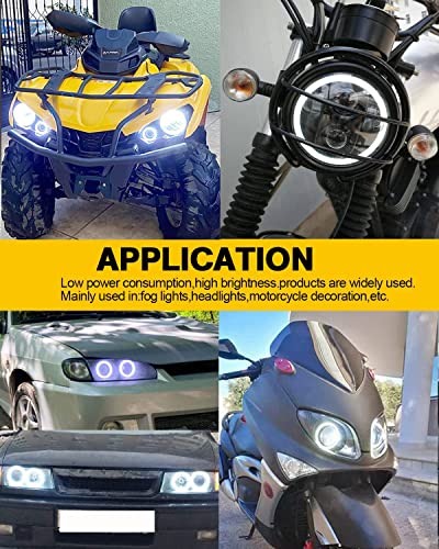 Qasim 1-Pair White 70MM 60SMD COB LED Halo Ring Angel Eyes Car LED Fog Light DRL with lampshade Cover 12V 24V DC - size: 70MM-white