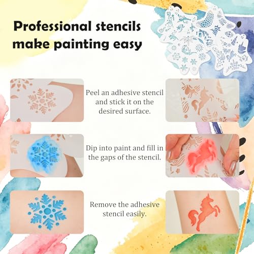 Face Painting Kit for Kids and Adults ,Halloween Face Paint Makeup Kit | Non-toxic, Water-Activated Face Paint Makeup Set, Ideal for HalloweenCosplay、Parties、Special Effects、Artistic Stage Makeup