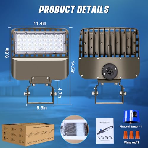 150W LED Parking Lot Light Dusk to Dawn Photocell 22500LM 5000K - size: 150W Trunnion*1
