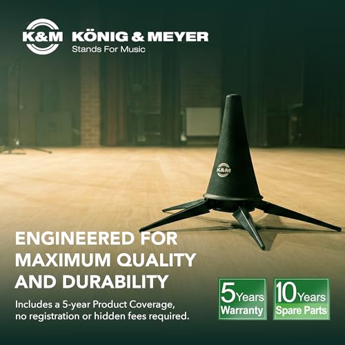 K&M König & Meyer 15228.000.55 Clarinet In-Bell Portable Stand - Lightweight 5 Leg Folding Base - Fits A and B Clarinets - Stable Secure Base - Professional Grade - Made in Germany - Black - size: 5 Leg