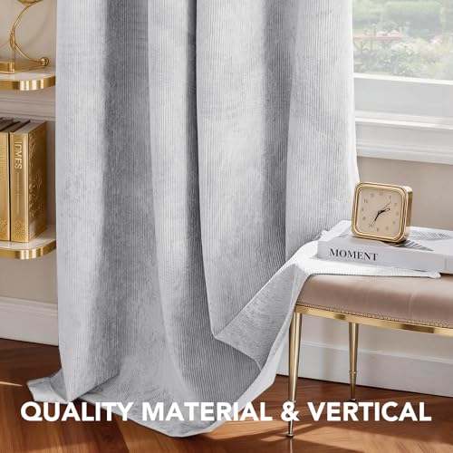 H.VERSAILTEX Velvet 100% Blackout Curtains for Living Room Full Light Blocking Curtains Thermal Insulated Room Window Drapes Soft Luxury Curtains Grommet Top 2 Panels (55" W x 63" L, Glacier Gray) - color: Glacier Gray, size: 55"W x 63"L (Pack of 2)