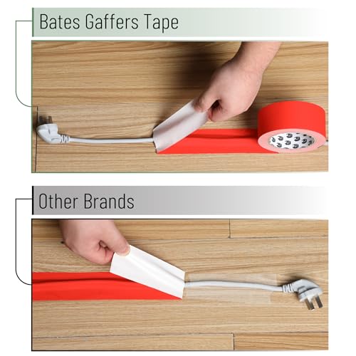 Bates- Gaffers Tape 2 Inch x 23 Yards, Red Gaffer Tape 2 Inch, Polyethylene-Coated Cloth, Non-Reflective, No Residue - color: Red, size: 2 Inch x 23 Yards