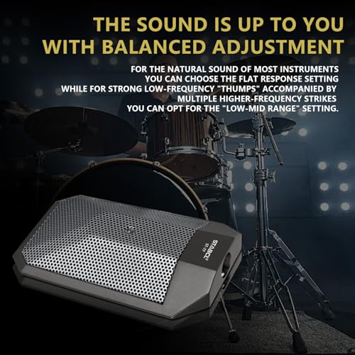 Professional Kick Drum Mic with Stand, Supercardioid Drum Microphone with XLR Connector, Condenser Microphone with Switch, Two-Position EQ Switch, Rugged Metal Bass Drum Mic for Instrument
