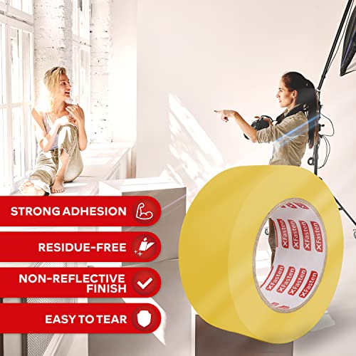 XFasten Yellow Gaffers Tape 5.1cm(2인치) x 30야드, 케이블 관리 개퍼 테이프, 실내, 실외 응용 분야에 이상적, 사진, 음악, 영화, 이벤트를 위한 무반사 매트 개핑 - color: 옐로우, size: 2 inch x 30 yards
