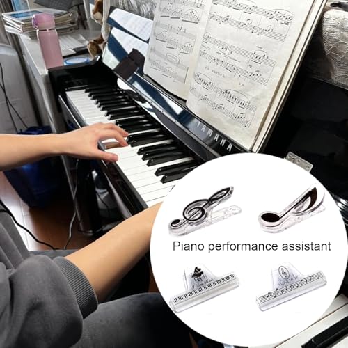 4 Pack Music Sheet Holder Clip, Non-Slip & Adjustable Page Clip for Piano Keyboard, Guitar, Stands - Portable Accessory for Musicians & Practice