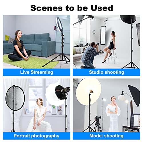 Heavy Duty Light Stand 9.8ft /3m Photography Light Stand with Carry Bag | Metal Adjustable Spring Cushioned 1/4” to 3/8” Universal Screw for Photography LED Video Light, Ring Light, Monolight - color: 1 pack black
