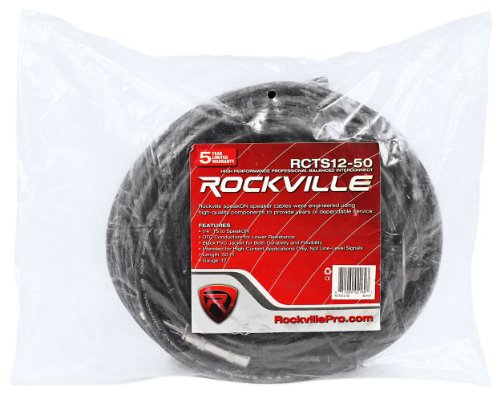 Rockville RCTS1250 50' 12 AWG 1/4" TS to Speakon Pro Speaker Cable | 100% Oxygen Free Copper, 90% Shielding, Black PVC Jacket, Pro Audio, High-Current Applications Only - size: 50 Foot