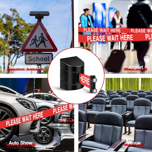 Barydat 1 Pcs 16.4 ft Magnetic Retractable Belt Barrier(Black) - color: Black, size: Authorized Access Only