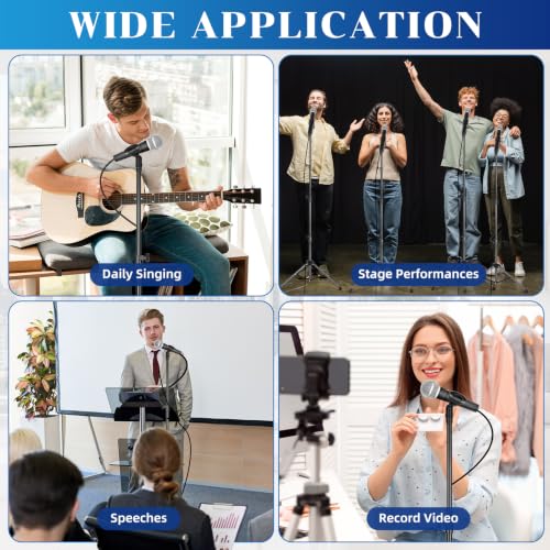 Relaxweex 4 Pcs Tripod Microphone Stand Boom Arm Floor Mic Stand with Carrying Bag and Mic Clips for Singing Stage Wedding Karaoke Church (Vertical Style) - style: Vertical Style