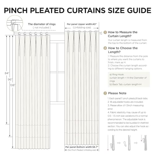 Joydeco Pinch Pleated Velvet Curtains 108 Inch Long 2 Panel Set for Living Room Bedroom, Back Tab Blackout Drapes with Adjustable Hooks (40”W x108”L,Grey) - color: Grey, size: 40"W x 108"L (Pack of 2)