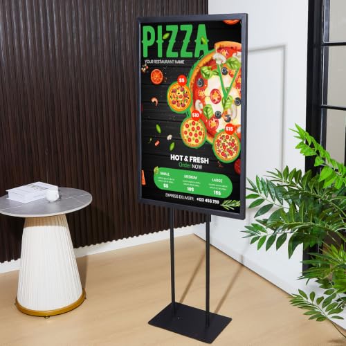 2 Pcs 24" x 36" Twin Pole Bulletin Sign Holder Floor Stand Heavy Duty Floor Standing Poster Display Stand Black Display Poster Holder with Rectangular Base for Outdoor Indoor Store - size: 24 x 36 Inch
