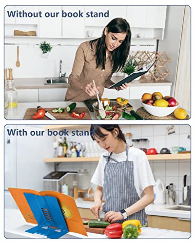 Large Book Stand Metal Reading Rest Book Holder Adjustable Cookbook Holder | Document Holder Portable Bookstands for Textbooks/Recipe, the First Day of School Gift for Students, Teachers(Deep Blue) - color: Deep Blue