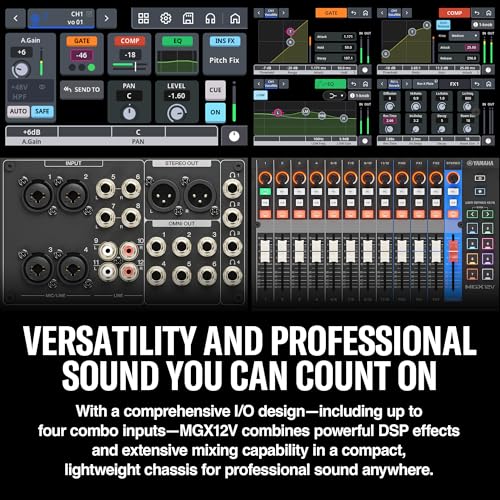 Yamaha MGX12 18ch Digital Mixing Console, Dual USB-C Audio Interface, Includes Cubase Al, WaveLab Cast LE, Basic FX Suite and Steinberg Plus Software Bundle, Black MGX12 B - size: 12-Input, style: Digital Mixer - Black
