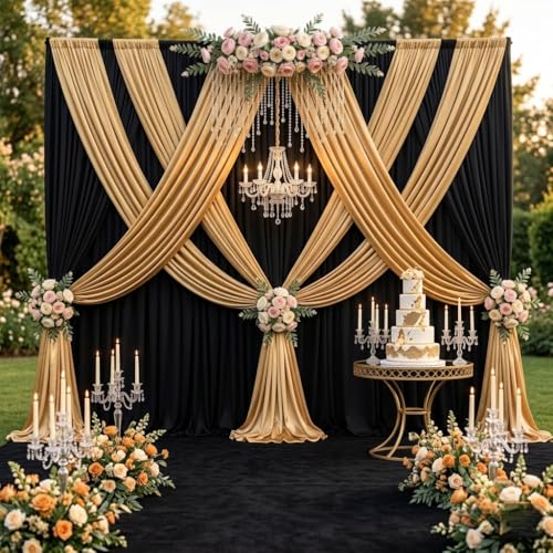 10x10FT Black Backdrop Curtains, 2 Panels 5x10FT Wrinkle-Free Polyester Drapes, Photo Backdrop for Wedding Party Birthday Graduation Photography Background - color: Black, size: 10FTx10FT (W5'xH10', 2 Panels)