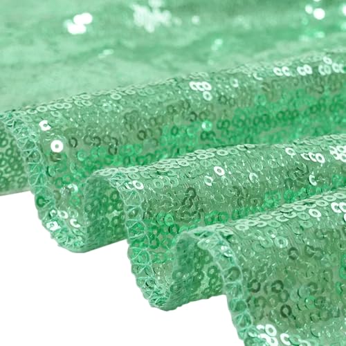 Eternal Beauty Mint Green 3mm Sequin Backdrop 2x8 Ft 2 Pack Wedding | Dense Sparkle Fabric With Breathable Mesh Backing And Rod Pocket For Easter Parties And Photo Booth Events - color: Mint Green, size: 2Ftx8Ft