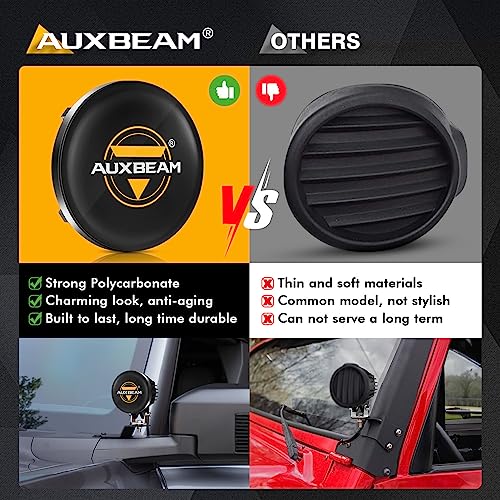 Auxbeam C4 Series 4-Inch Round Offroad Protective Lens Covers, Pack of 2 | Road/Street Compliant, 4" Specific Models, Snap-On Design, Black Light Covers, LED Pod Lights Protector, Dust Impact Shield - color: C4 Series Light Covers